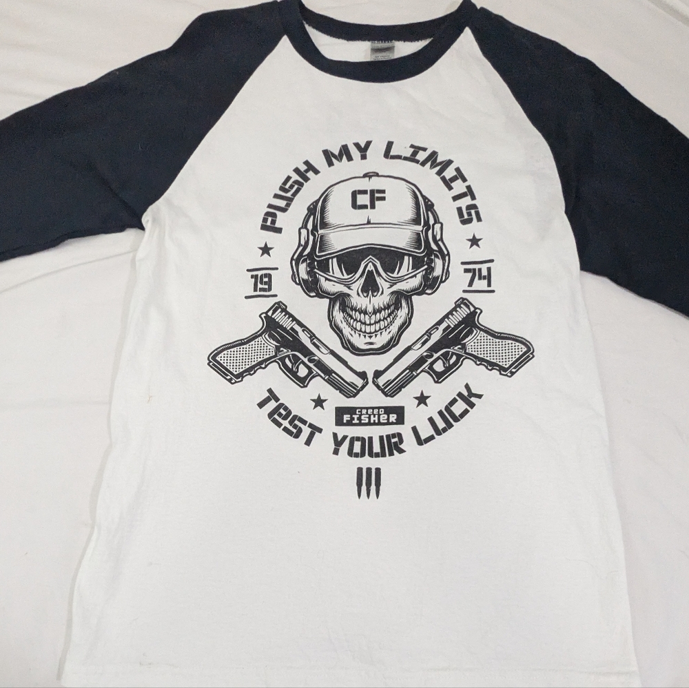 Creed Fisher Push My Limits Test Your Luck White Tee Shirt Size Small
